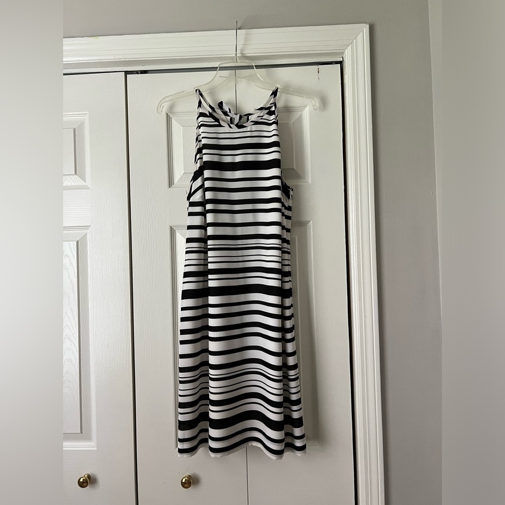Banana Republic Black & White Striped Shift Dress